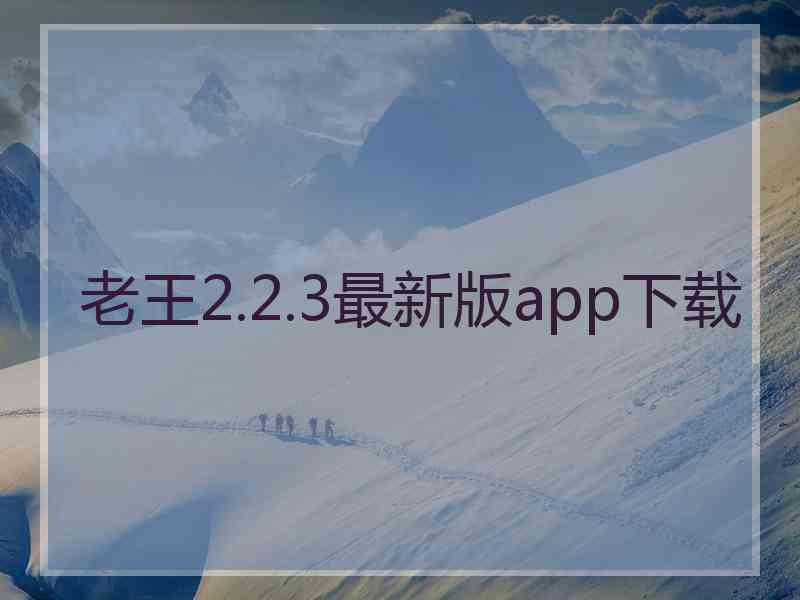 老王2.2.3最新版app下载